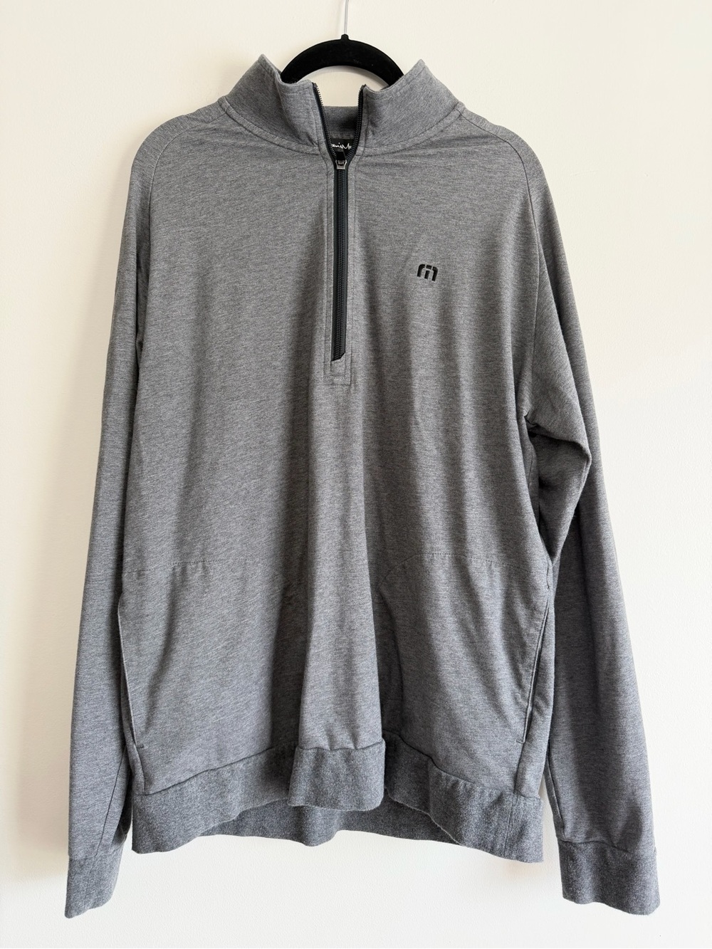 Travis Mathew Men's Gray Quarter-Zip Performance Pullover L